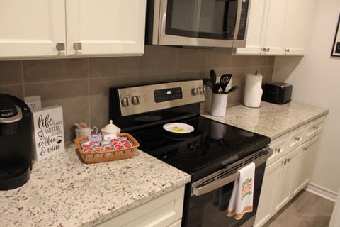 Kitchen counter close up view.