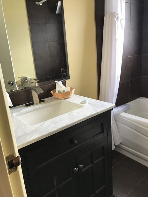 Family Suite, 2 Queen Beds, Garden View | Bathroom | Shower, free toiletries, hair dryer, towels