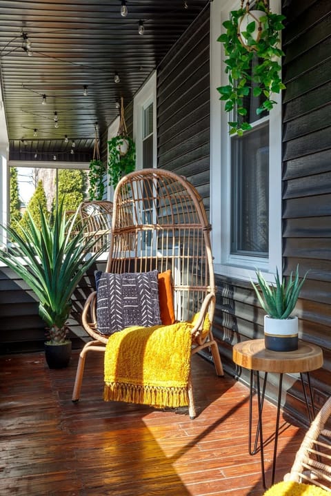 sun-soaked patio perfect for relaxing after a day of exploring columbus ☀️ a cozy outdoor nook you’ll love!