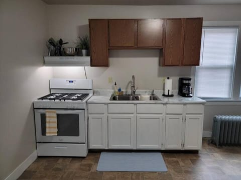 Kitchen is fully equipped with appliances