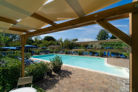 Seasonal outdoor pool, open 9:00 AM to 7:00 PM, pool umbrellas