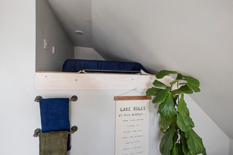 Loft with ladder. Full size bed.