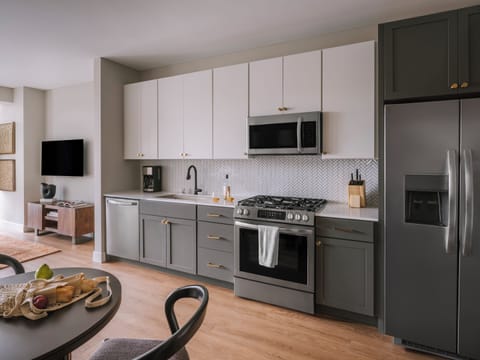 Superior Apartment, 1 Bedroom, Balcony, City View | Private kitchen | Full-size fridge, stovetop, dishwasher, coffee/tea maker