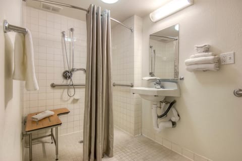 Standard Room, 1 Queen Bed, Accessible, Non Smoking | Bathroom | Shower, towels