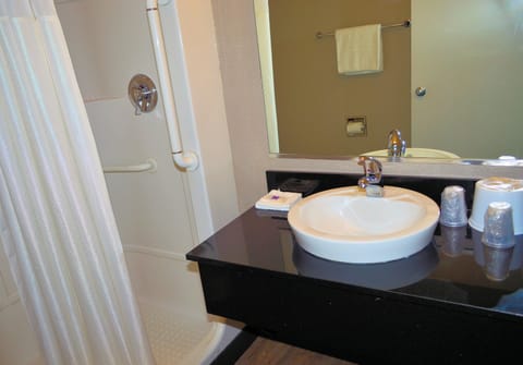 Standard Room, 1 Queen Bed, Non Smoking | Bathroom | Shower, hair dryer, towels