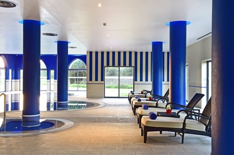 Indoor pool, outdoor pool, sun loungers