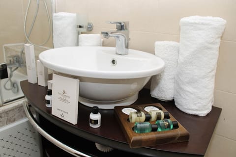 Suite | Bathroom | Shower, free toiletries, hair dryer, bathrobes