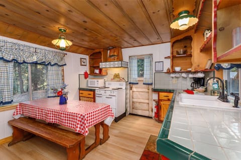 Kitchen with dining picnic table