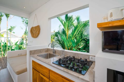 Basic Villa | Private kitchen | Fridge, microwave, stovetop, toaster