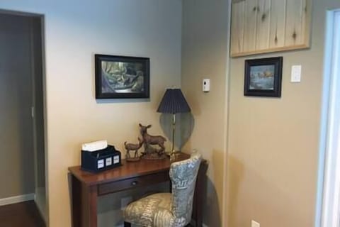 Convenient desk space for work or leisure pursuits.