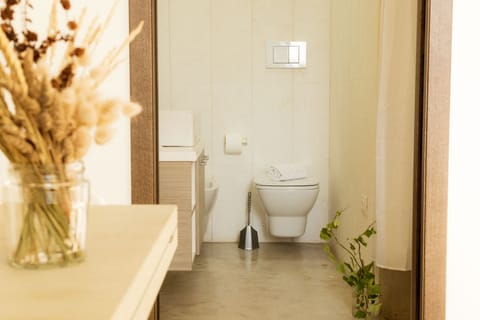 Deluxe Room | Bathroom | Shower, rainfall showerhead, hair dryer, bidet