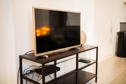 Apartment | Living area | 30-inch flat-screen TV with cable channels