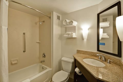 Room, 2 Queen Beds, Non Smoking, Refrigerator & Microwave | Bathroom | Free toiletries, hair dryer, towels