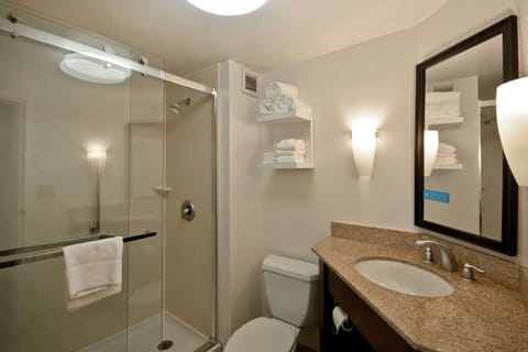 Room, 1 King Bed, Non Smoking, Refrigerator & Microwave | Bathroom | Free toiletries, hair dryer, towels