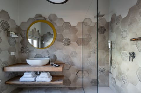 Shower, free toiletries, hair dryer, bidet