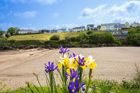 View of Dyffryn Beach towards the apartment at Arwel, Aberporth