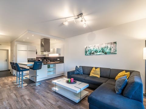 Table, Couch, Property, Furniture, Picture Frame, Blue, Azure, Living Room, Studio Couch, Interior Design