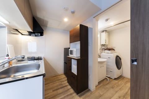 Basic Apartment | Private kitchen | Full-size fridge, microwave, stovetop, toaster