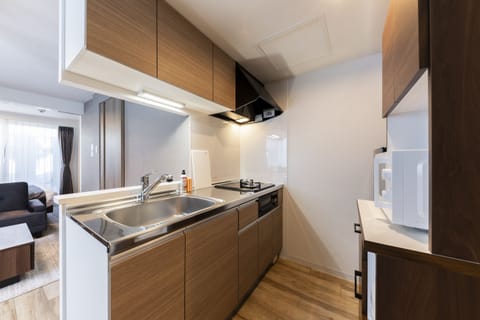 Basic Apartment | Private kitchen | Full-size fridge, microwave, stovetop, toaster