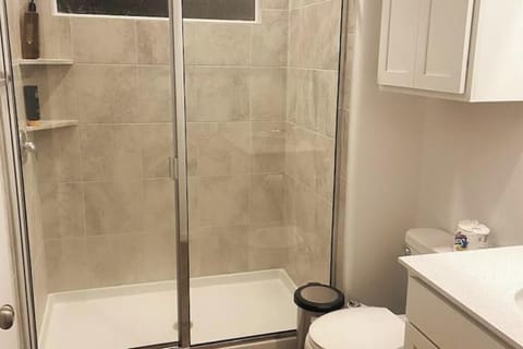 Standing shower in the bathroom