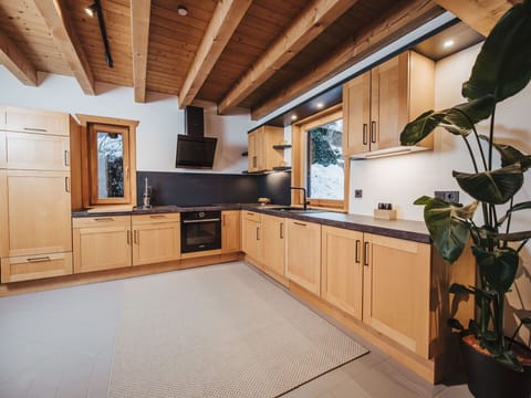 Cabinetry, Countertop, Furniture, Houseplant, Wood, Interior Design, Floor, Kitchen, Flooring, Building