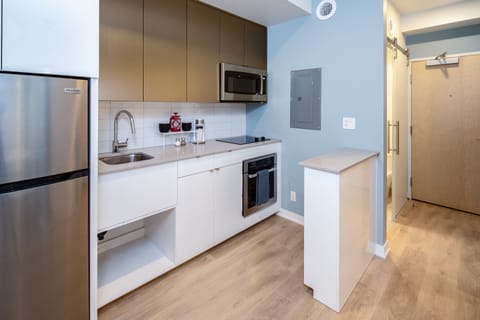 Standard Studio, 1 Queen Bed | Private kitchen | Full-size fridge, microwave, oven, stovetop