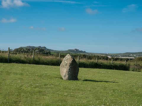 Countryside view with standing stone