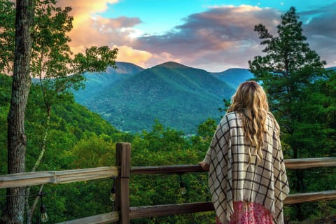 Golden sunset over the mountains from the backyard