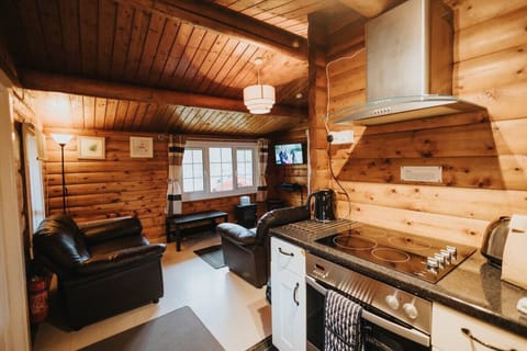 Comfort Cabin | Private kitchen | Full-size fridge, microwave, oven, stovetop