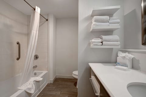 Room, 1 King Bed, Non Smoking | Bathroom | Combined shower/tub, free toiletries, hair dryer, towels