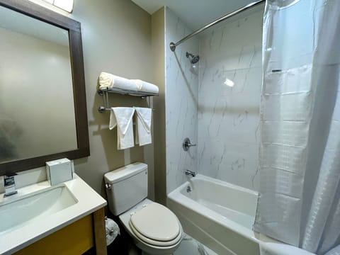 Room, 1 Queen Bed, Non Smoking | Bathroom | Combined shower/tub, free toiletries, hair dryer, towels
