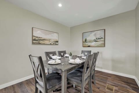 Seating for six at the modern dining table.