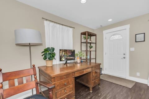 Work space with monitor in living room