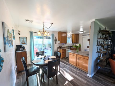 Breakfast nook that looks out to the private backyard patio