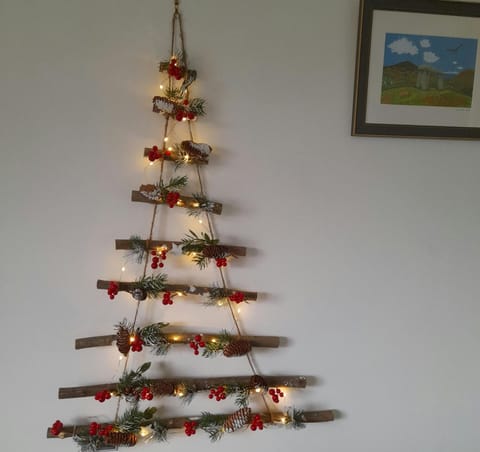 Wall mounted Christmas tree made from driftwood