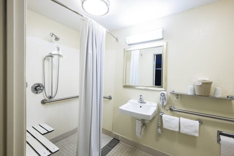 Superior Room, 1 King Bed, Accessible (Roll-In Shower, Smoke Free) | Bathroom | Combined shower/tub, free toiletries, towels
