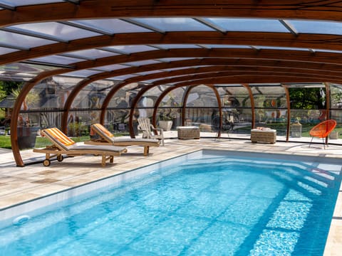 Indoor pool, outdoor pool, sun loungers