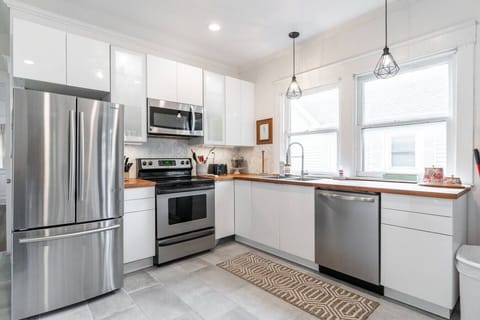 Spacious kitchen on one side of duplex