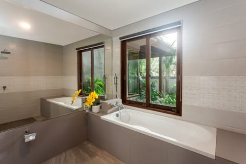 Two bedroom private garden | Bathroom | Shower, rainfall showerhead, hair dryer, bidet