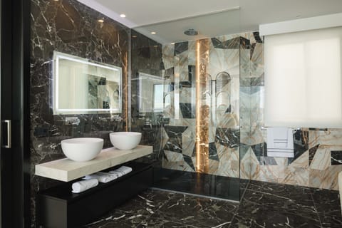 Superior Suite, 1 Bedroom | Bathroom | Shower, rainfall showerhead, designer toiletries, hair dryer