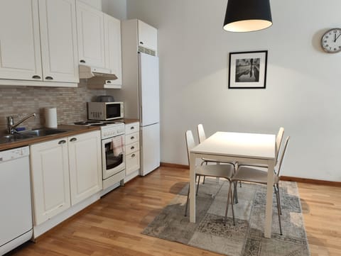 Basic Apartment, City View | Private kitchen | Full-size fridge, microwave, oven, stovetop