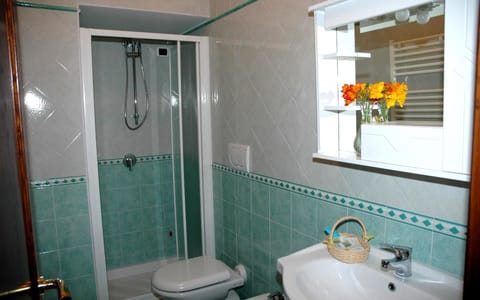 Double Room | Bathroom | Shower, hair dryer, bidet, towels