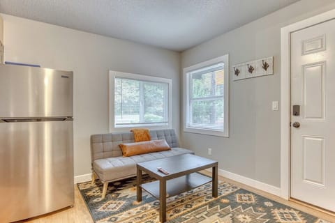 
Relax in style! Our cozy futon in the living area is perfect for lounging and movie nights.