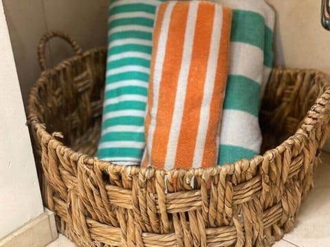 Beach towels and beach gear provided.