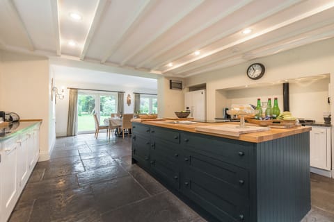 Great working kitchen with huge island, 2 dishwashers, 2 ovens & aga & 3 fridges