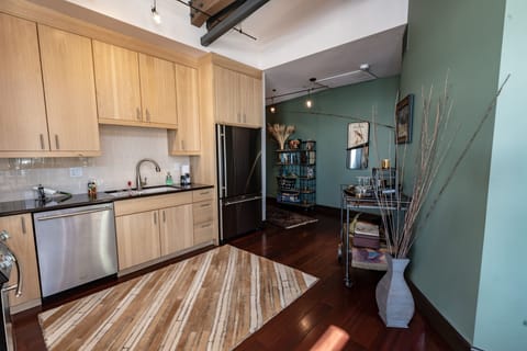 Luxury Condo | Private kitchen | Fridge, microwave, oven, stovetop