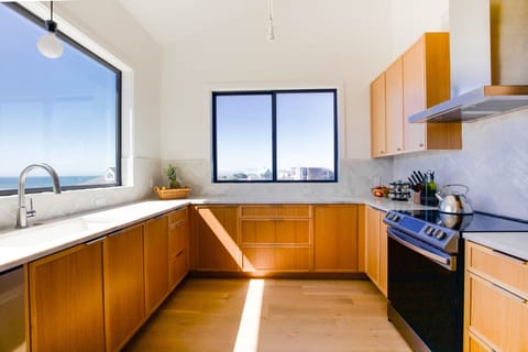 Well appointed kitchen with SS Appliances and quartzite countertops.  