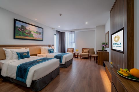 Deluxe Twin Room, City View | Premium bedding, free minibar items, in-room safe, desk