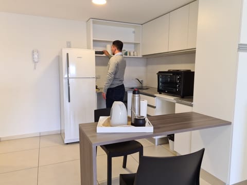 Standard Apartment | Private kitchen | Full-size fridge, oven, toaster, cookware/dishes/utensils