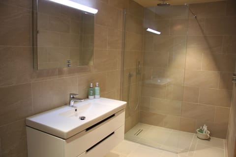 Deluxe Room (Copse) | Bathroom | Shower, rainfall showerhead, designer toiletries, hair dryer